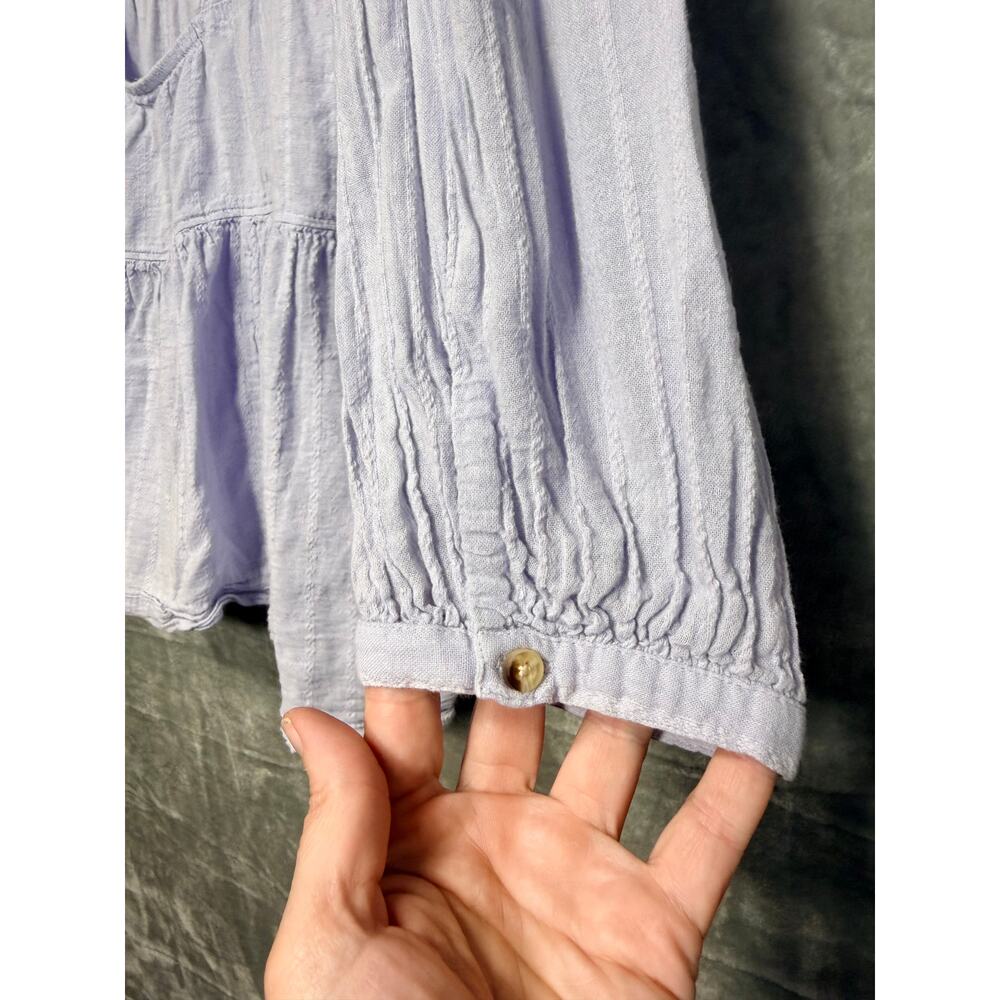 American Eagle Blue Tiered Peplum Blouse Open Back Long Sleeve Size L - Picture 5 of 9